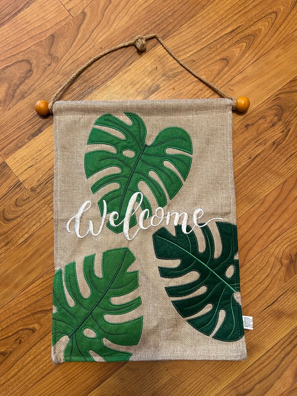 Hosta leaf Welcome Tropical Wall Hanging Banner - Green